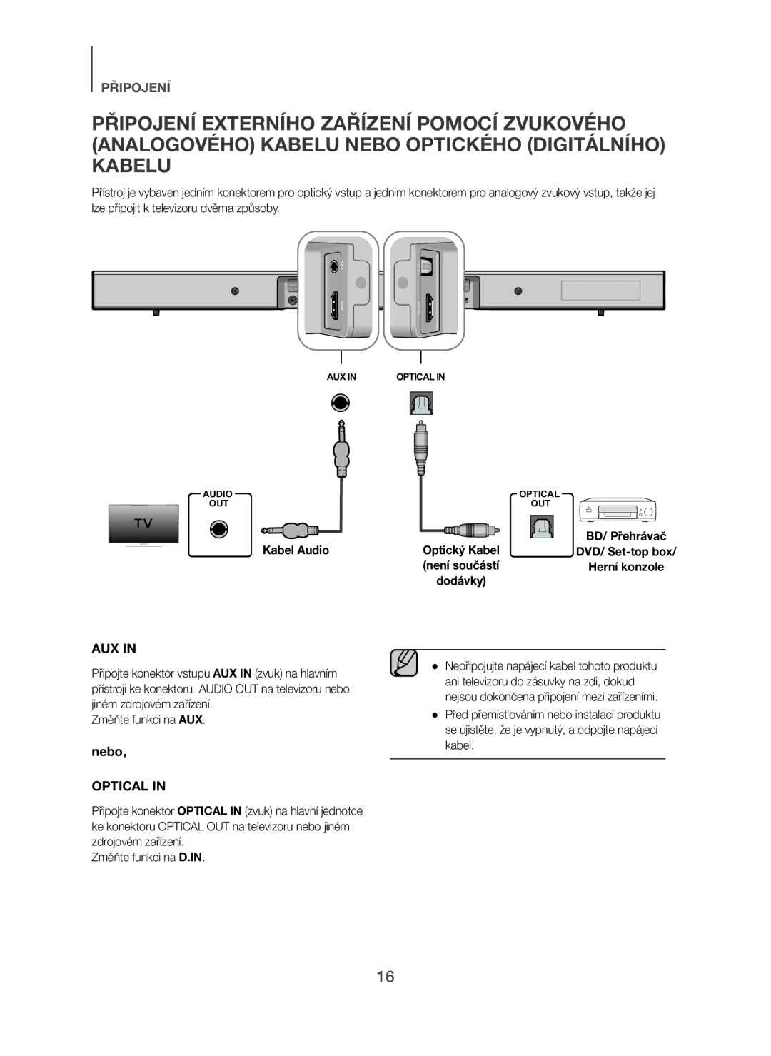 Samsung HW-H450/EN, HW-H450/TK, HW-H450/ZF, HW-H450/XN, HW-H450/XE manual Kabel Audio 