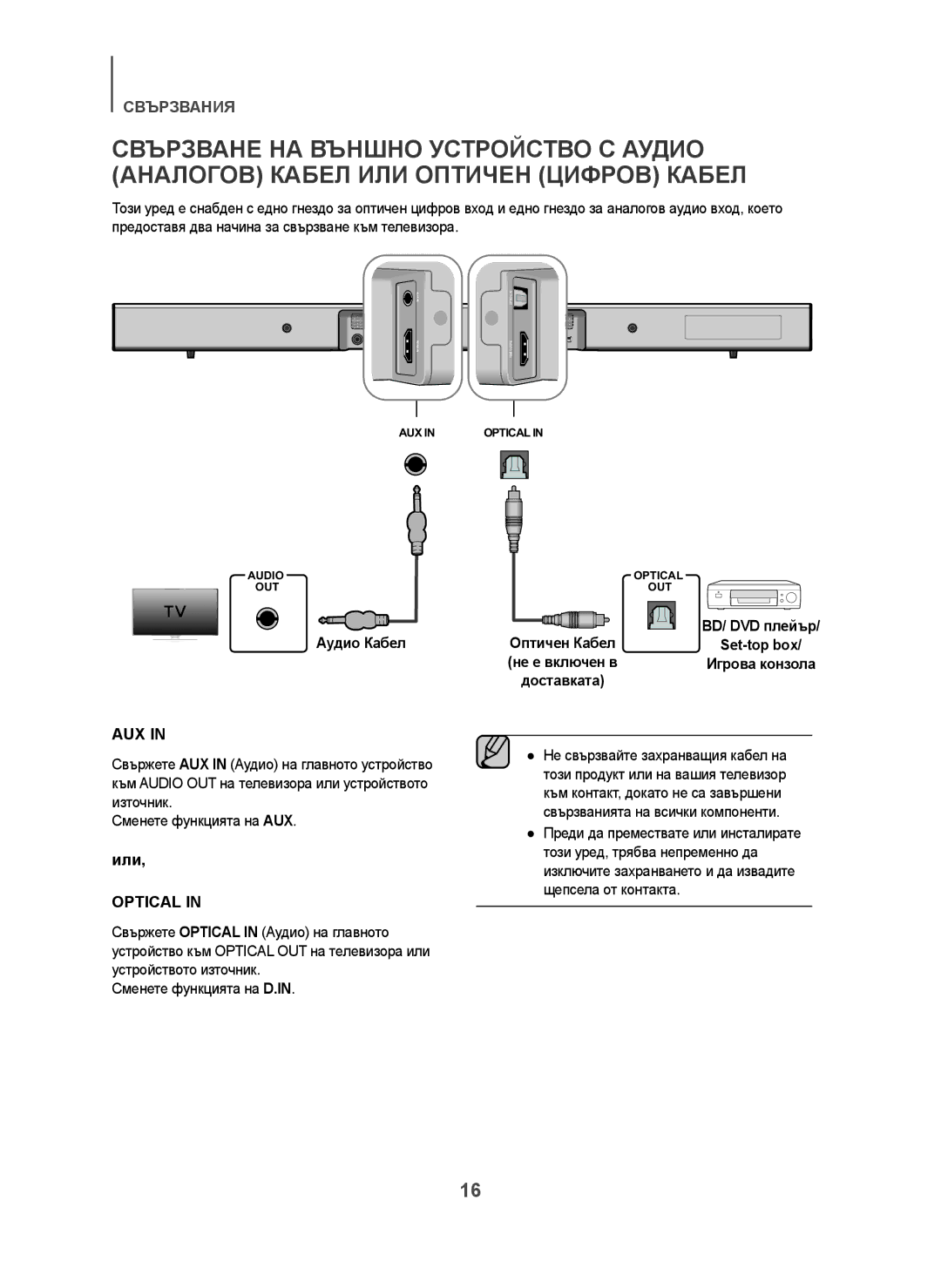 Samsung HW-H450/EN, HW-H450/TK, HW-H450/ZF, HW-H450/XN, HW-H450/XE manual Аудио Кабел, Доставката 