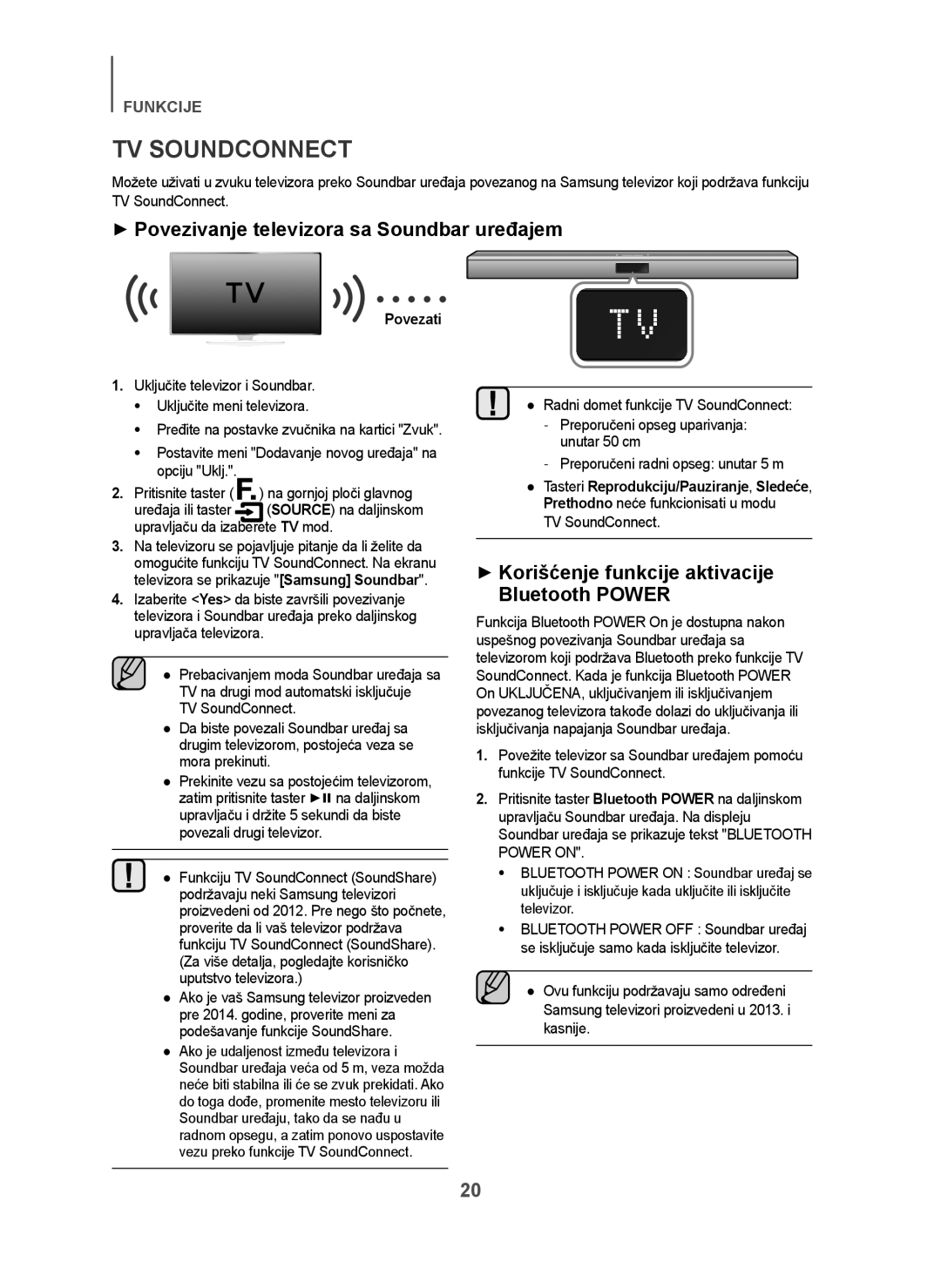 Samsung HW-H450/TK manual + Povezivanje televizora sa Soundbar uređajem, + Korišćenje funkcije aktivacije Bluetooth Power 