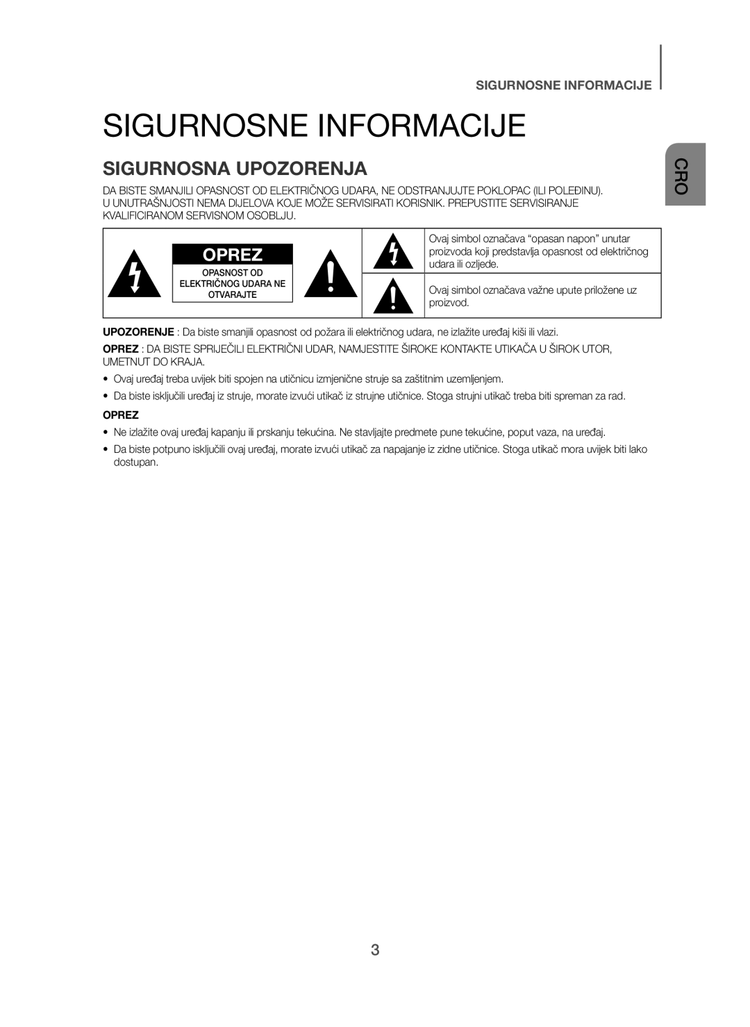 Samsung HW-H450/XN, HW-H450/TK, HW-H450/EN, HW-H450/ZF, HW-H450/XE manual Cro 