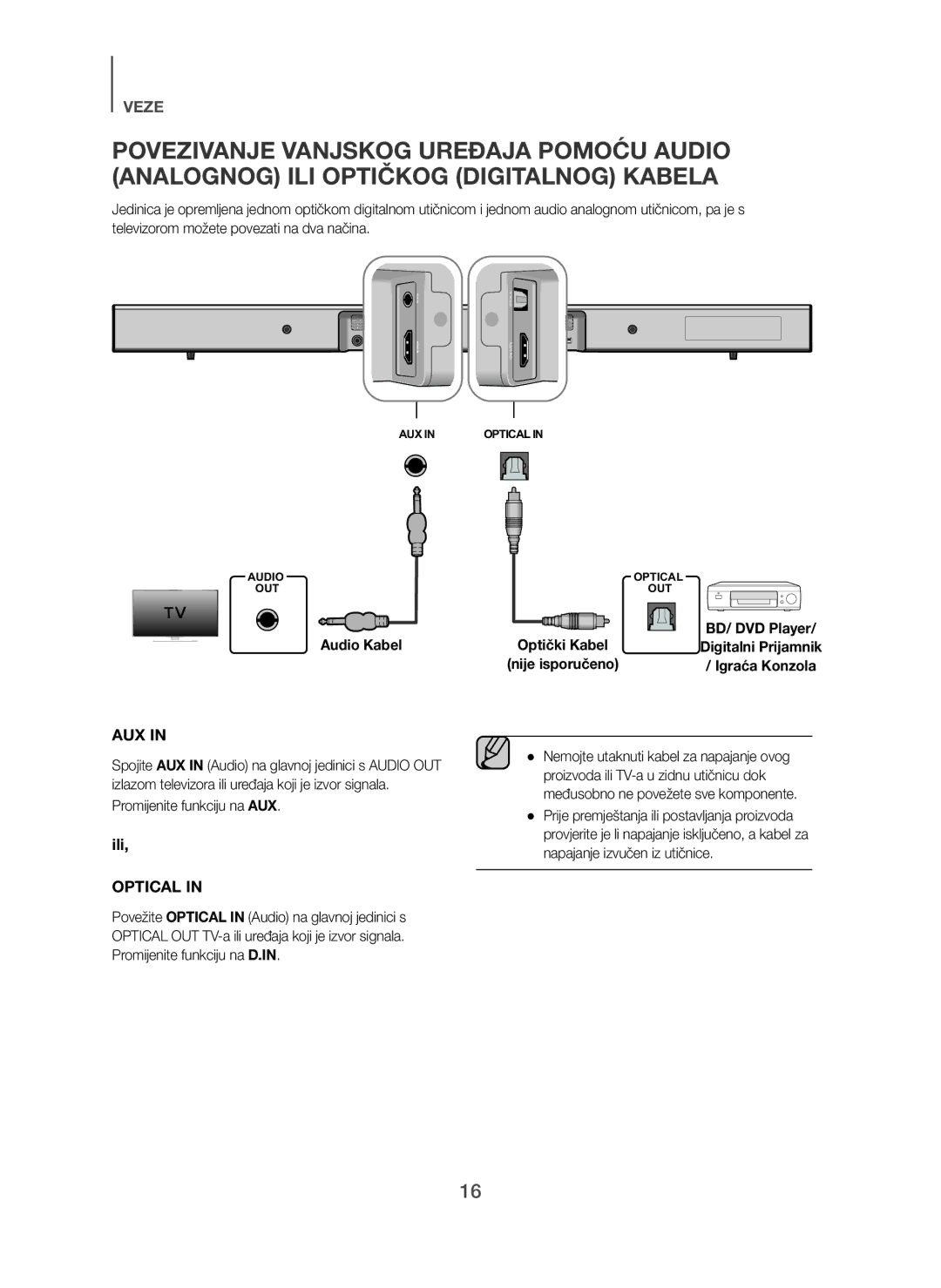 Samsung HW-H450/EN, HW-H450/TK, HW-H450/ZF, HW-H450/XN, HW-H450/XE manual Promijenite funkciju na AUX, Igraća Konzola 