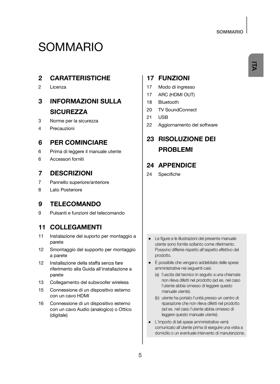 Samsung HW-H450/TK, HW-H450/EN, HW-H450/ZF, HW-H450/XN, HW-H450/XE manual Sommario, Collegamenti 