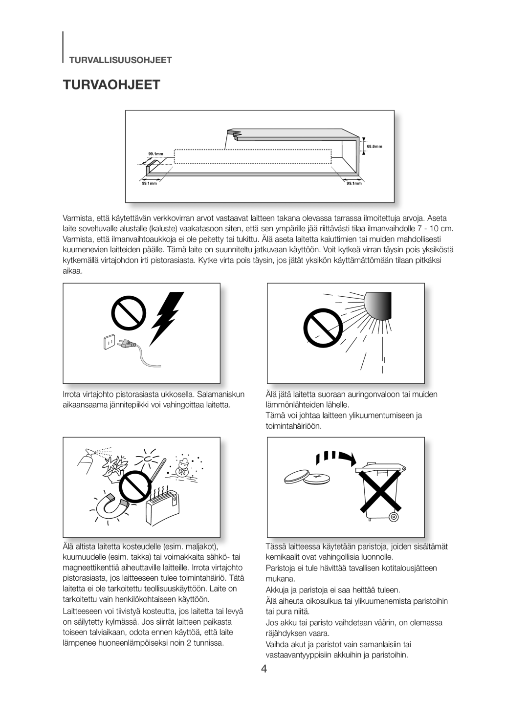 Samsung HW-H450/XE manual Turvaohjeet 