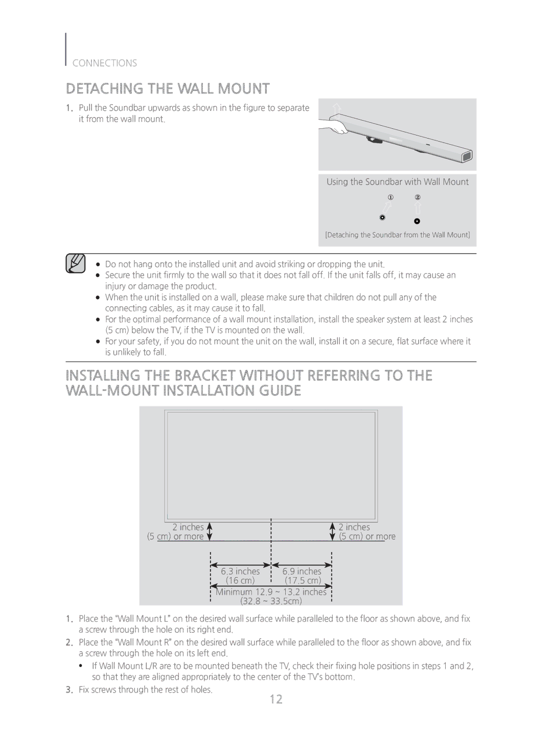 Samsung HW-H450/ZA manual Detaching the Wall Mount 