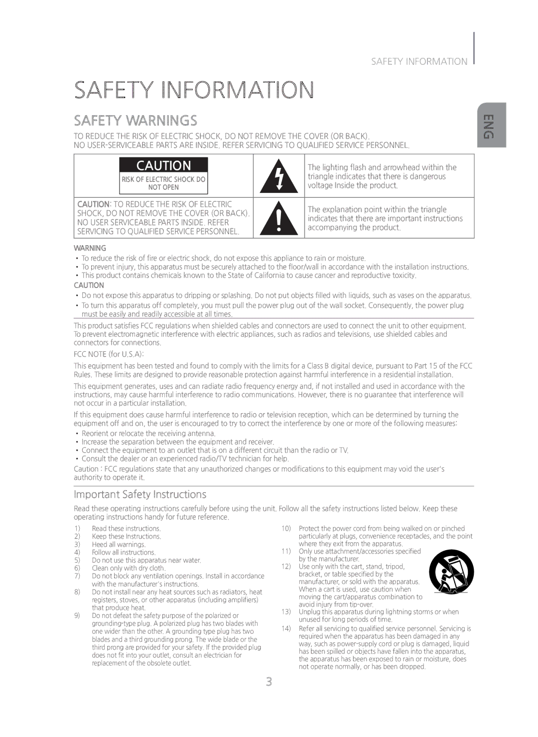 Samsung HW-H450/ZA manual Safety Information, Safety Warnings 