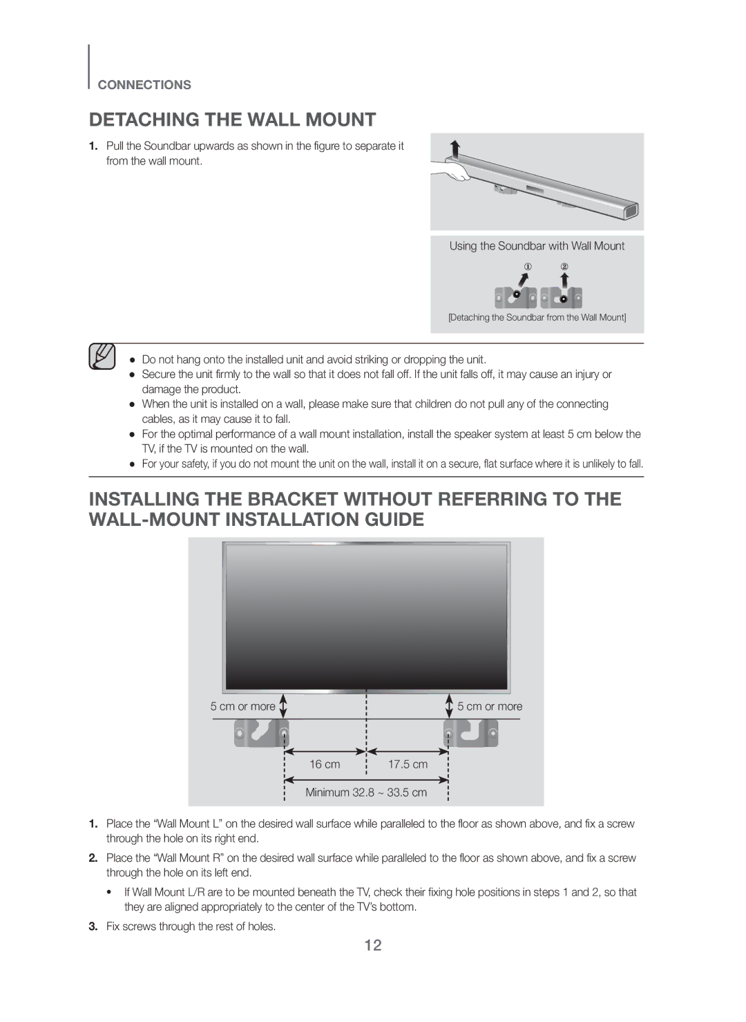 Samsung HW-H450/ZN, HW-H450/UM, HW-H450/SJ manual Detaching the Wall Mount 