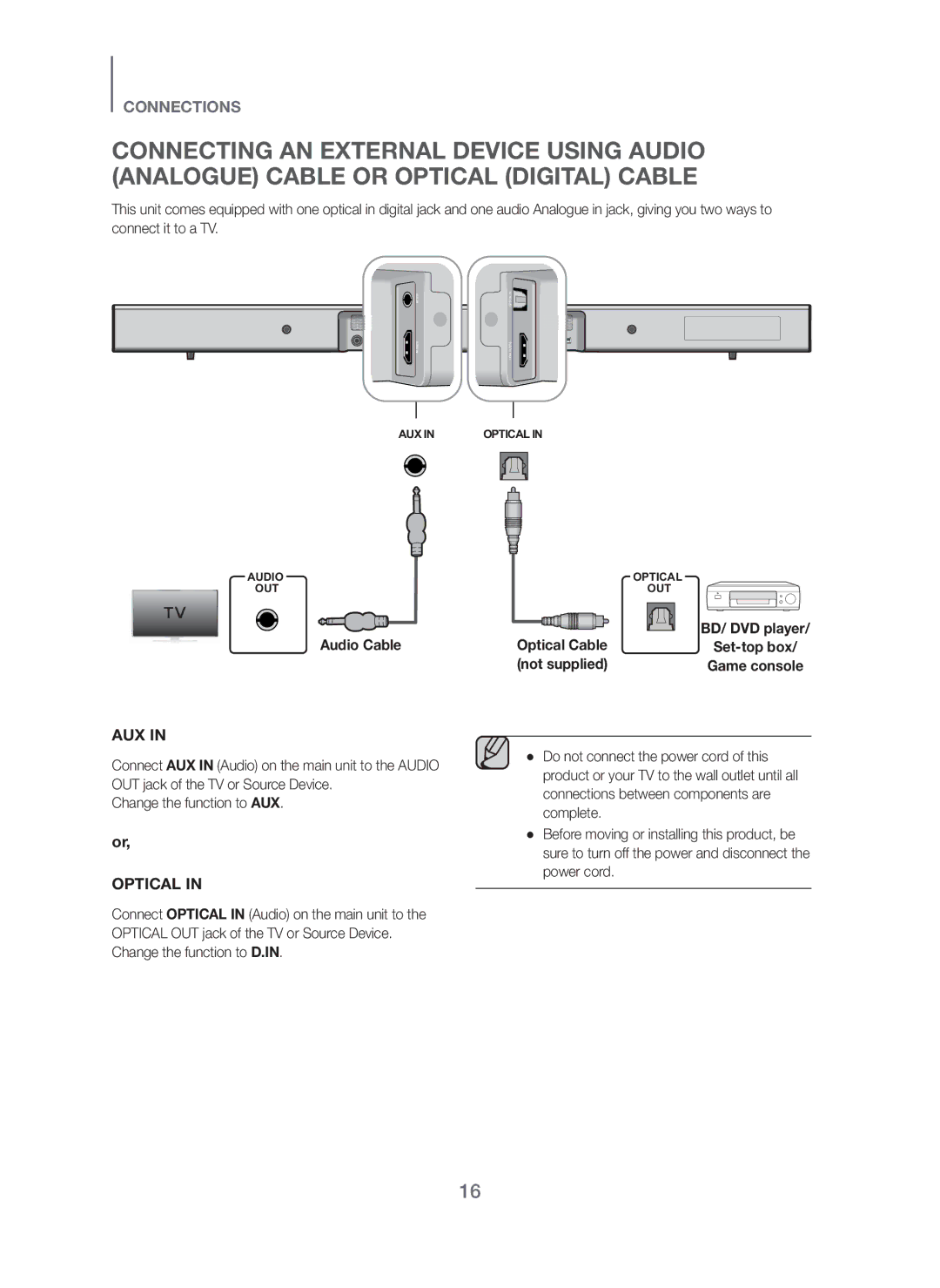 Samsung HW-H450/UM, HW-H450/ZN, HW-H450/SJ manual Aux 