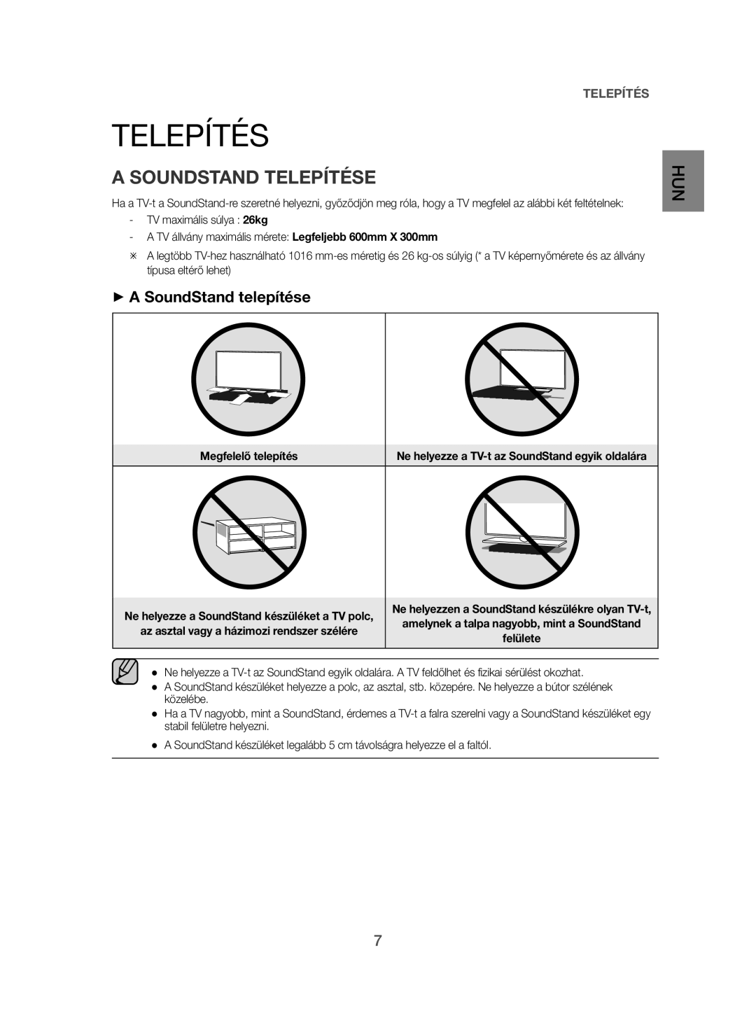 Samsung HW-H500/EN manual Soundstand Telepítése, ++A SoundStand telepítése 