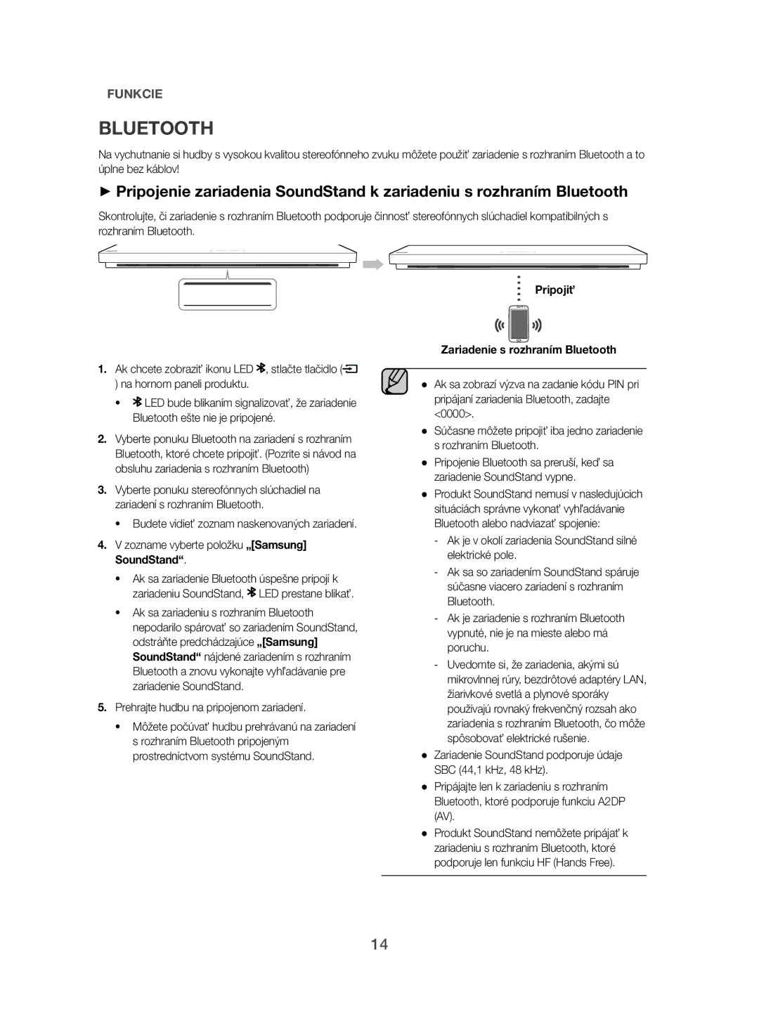 Samsung HW-H500/EN manual Prehrajte hudbu na pripojenom zariadení, Pripojiť Zariadenie s rozhraním Bluetooth 