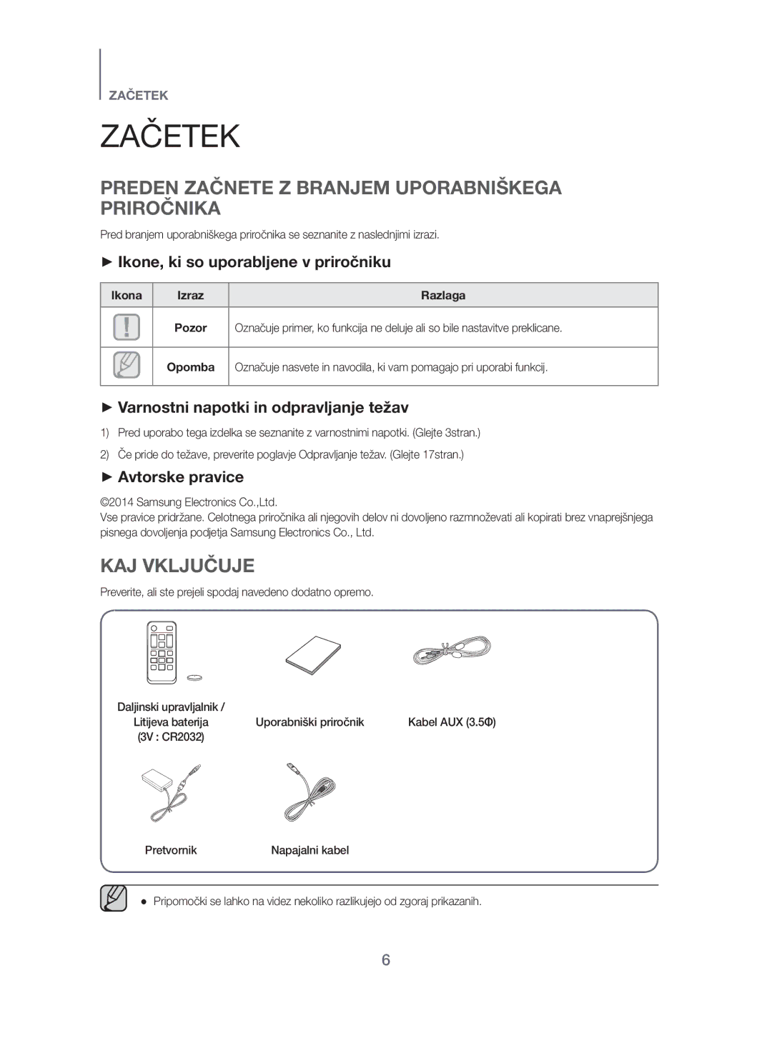 Samsung HW-H500/EN manual Začetek, Preden Začnete Z Branjem Uporabniškega Priročnika, KAJ Vključuje 