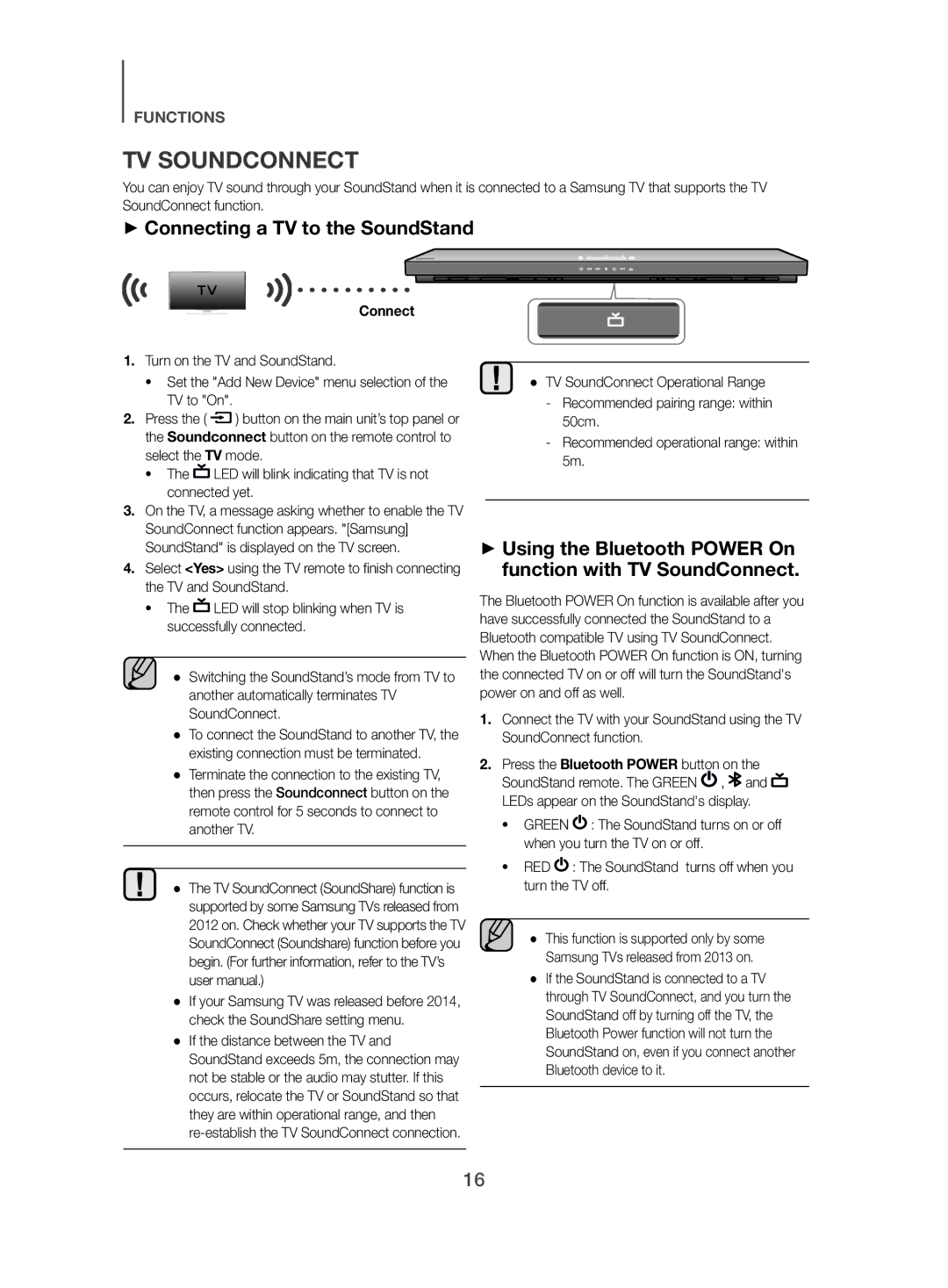 Samsung HW-H500/EN manual TV Soundconnect, ++Connecting a TV to the SoundStand 