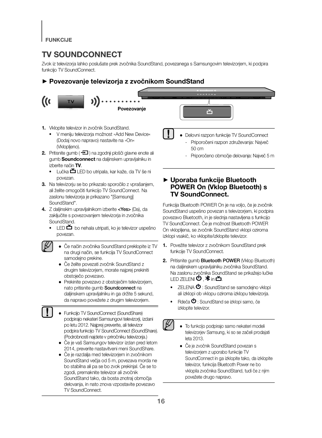 Samsung HW-H500/EN manual ++Povezovanje televizorja z zvočnikom SoundStand 