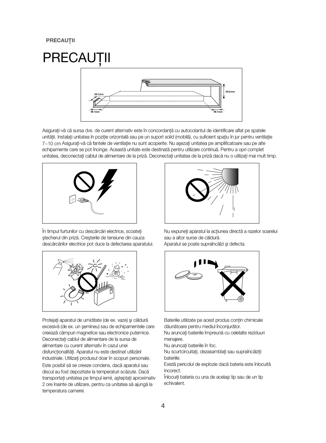 Samsung HW-H500/EN manual Precauţii 