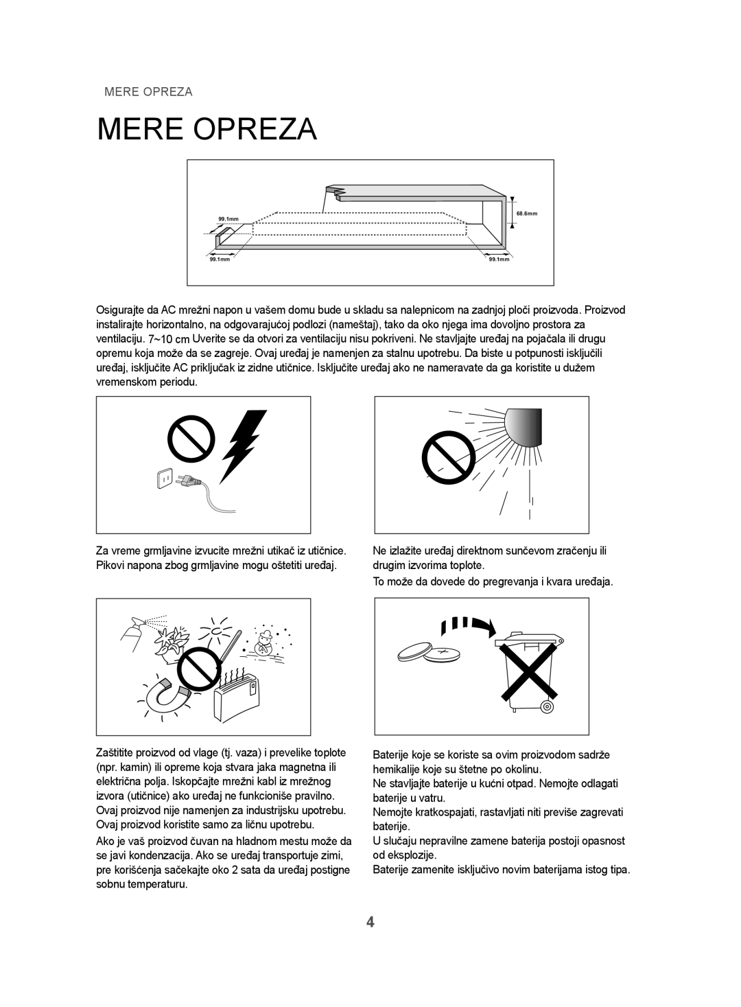 Samsung HW-H500/EN manual Mere Opreza 