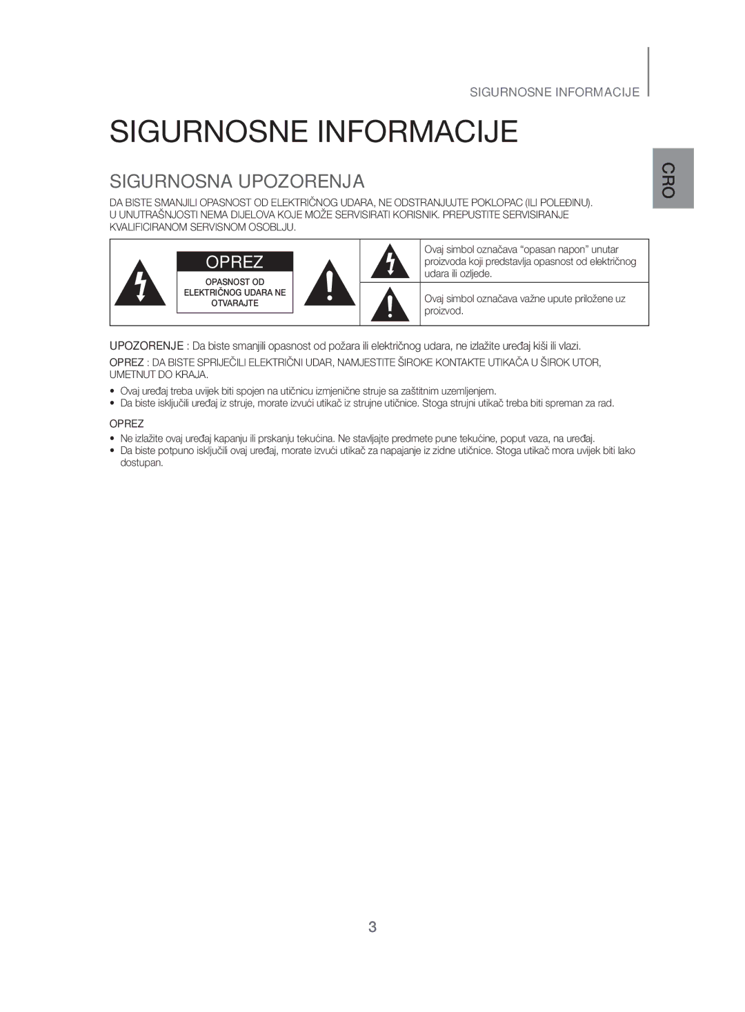 Samsung HW-H500/EN manual Cro 