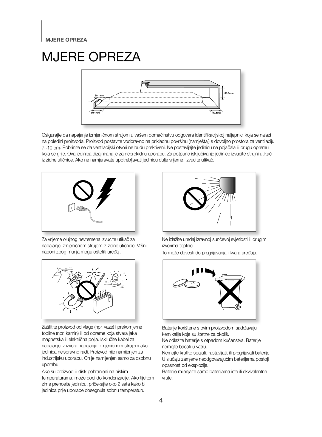 Samsung HW-H500/EN manual Mjere Opreza 