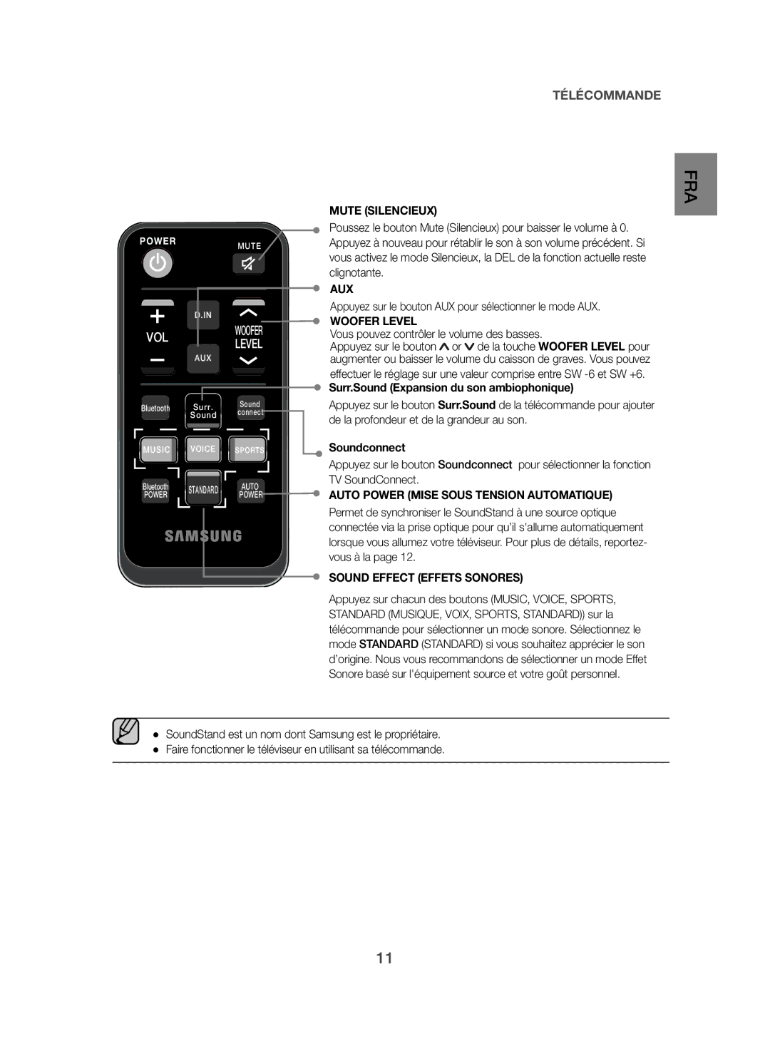 Samsung HW-H500/EN Mute Silencieux, Surr.Sound Expansion du son ambiophonique, Auto Power Mise Sous Tension Automatique 