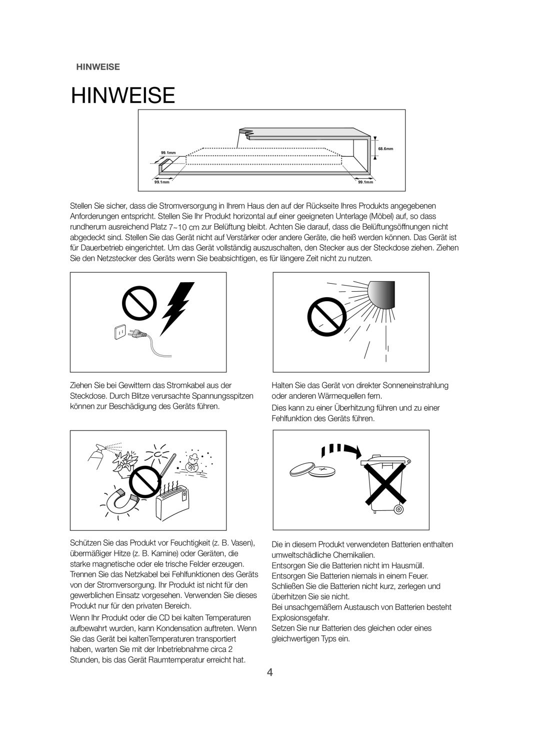 Samsung HW-H500/EN manual Hinweise 