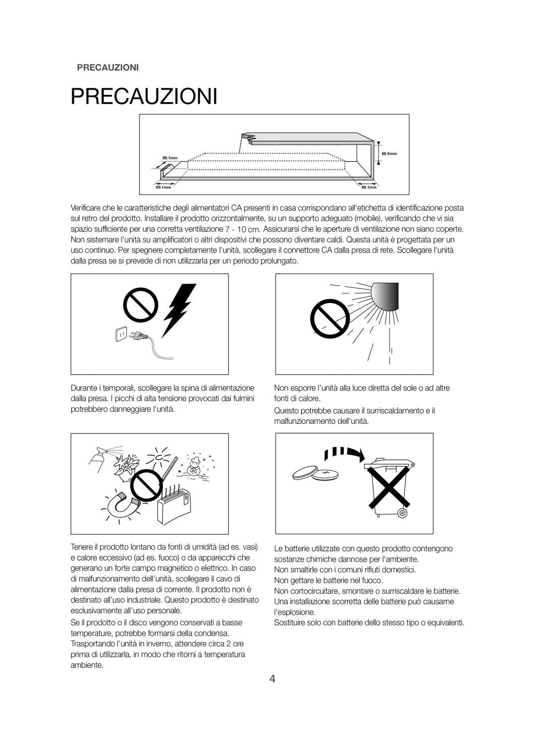 Samsung HW-H500/EN manual Precauzioni 