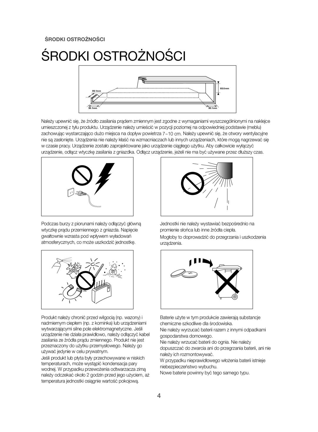 Samsung HW-H500/EN manual Środki Ostrożności 