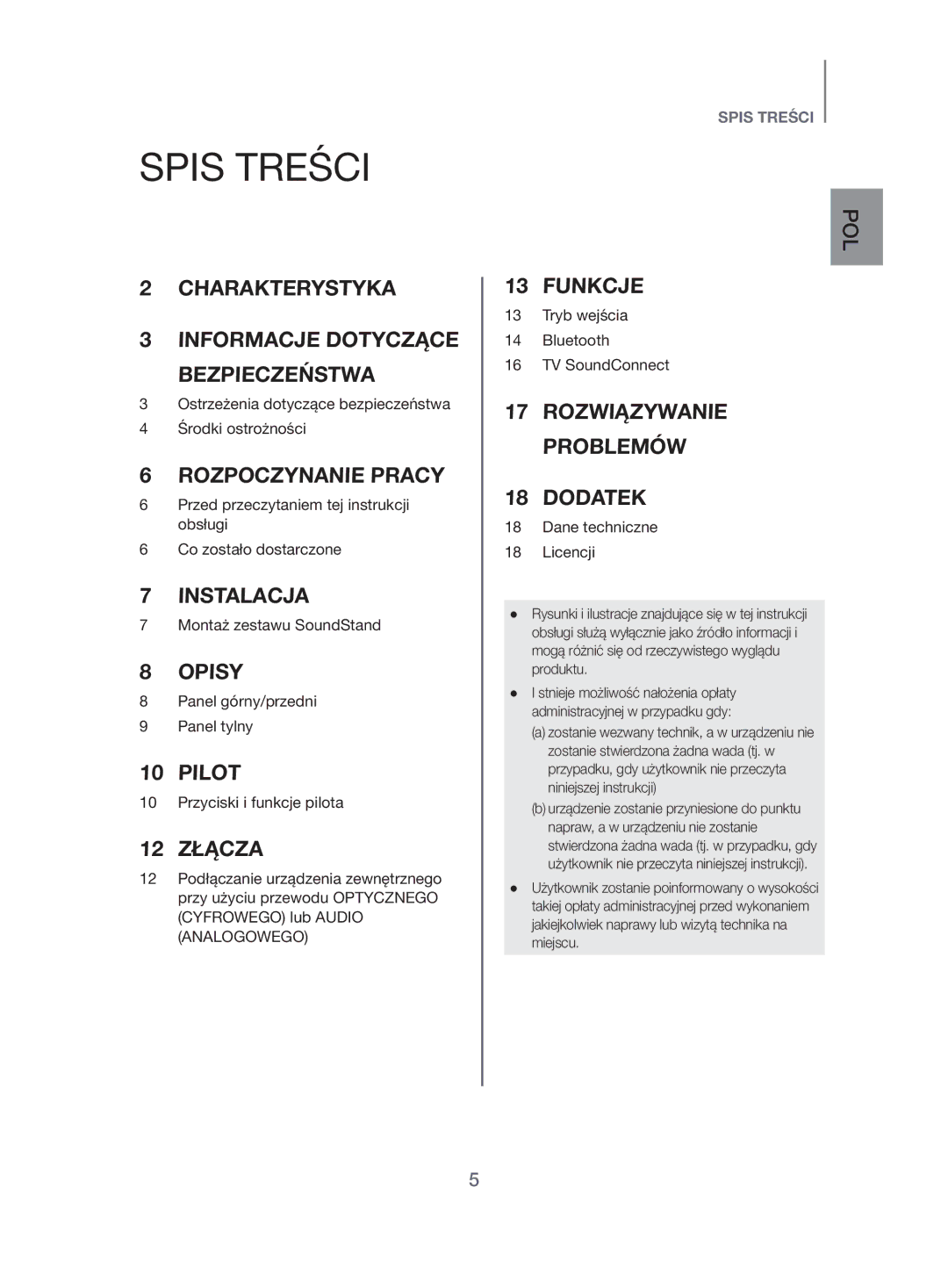 Samsung HW-H500/EN manual Spis Treści, 12 Złącza 