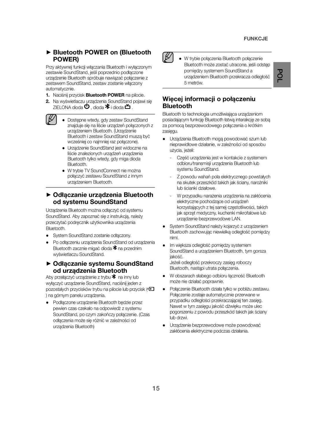 Samsung HW-H500/EN manual ++Odłączanie systemu SoundStand od urządzenia Bluetooth, Więcej informacji o połączeniu Bluetooth 