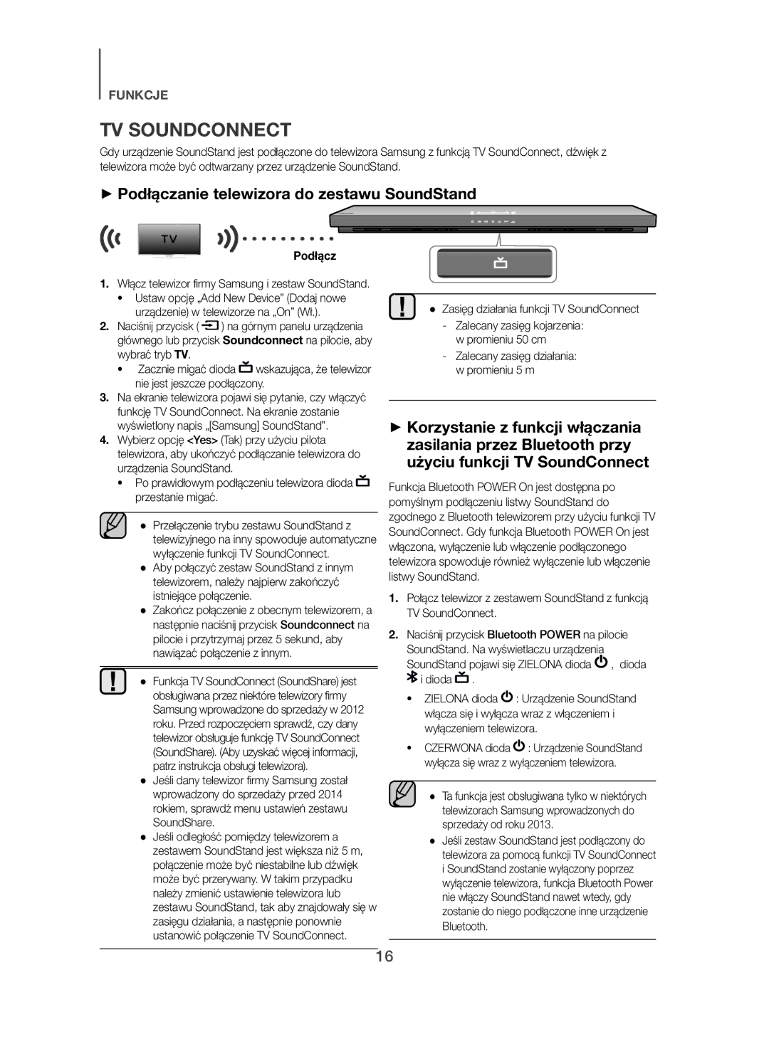 Samsung HW-H500/EN manual ++Podłączanie telewizora do zestawu SoundStand, ++Korzystanie z funkcji włączania 