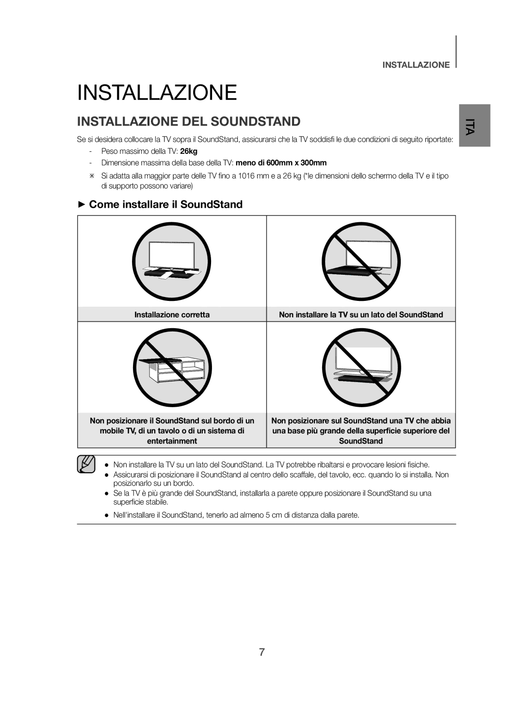 Samsung HW-H500/ZF manual Installazione DEL Soundstand, ++Come installare il SoundStand 