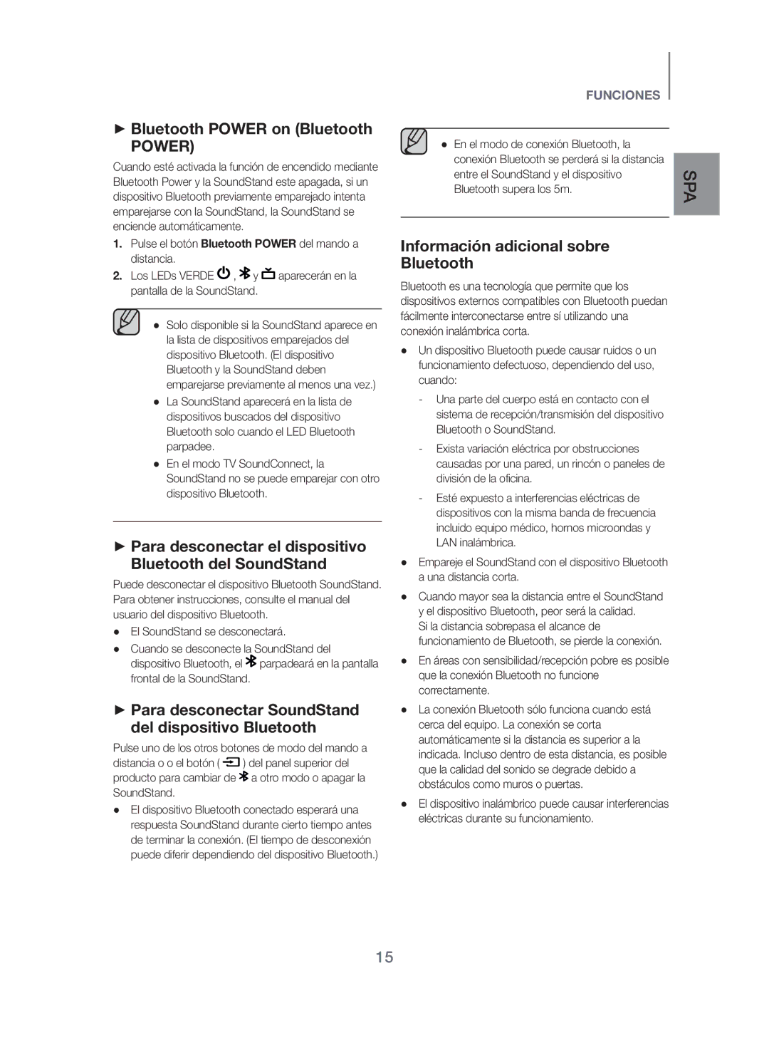 Samsung HW-H500/ZF manual ++Para desconectar el dispositivo Bluetooth del SoundStand, Información adicional sobre Bluetooth 