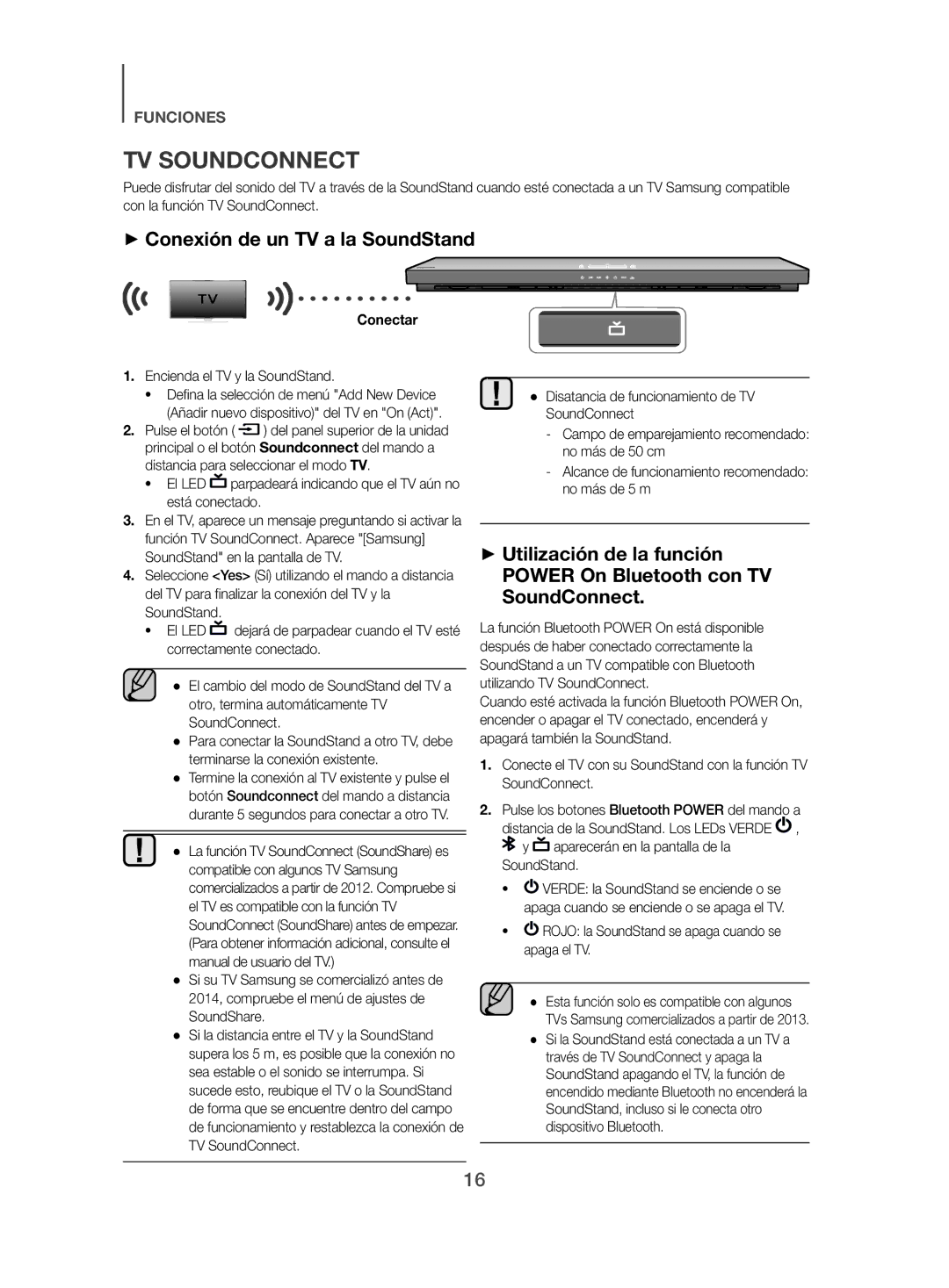 Samsung HW-H500/ZF manual Con la función TV SoundConnect, Conectar, Encienda el TV y la SoundStand 