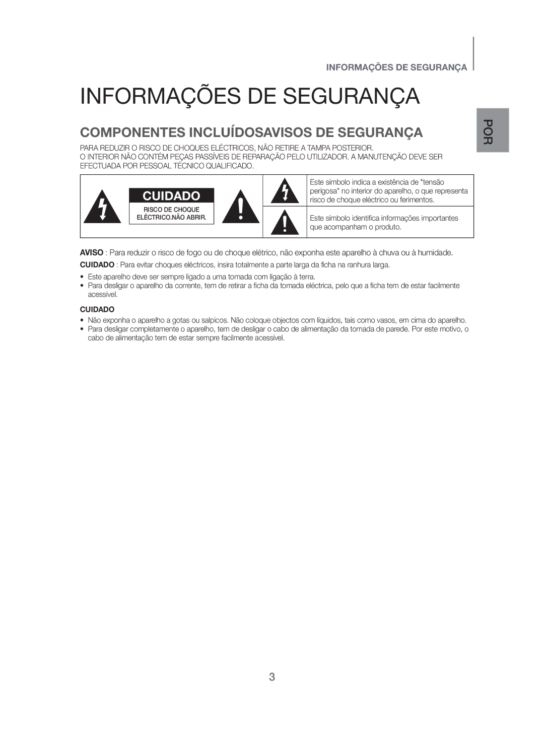 Samsung HW-H500/ZF manual Informações DE Segurança, Componentes Incluídosavisos DE Segurança 