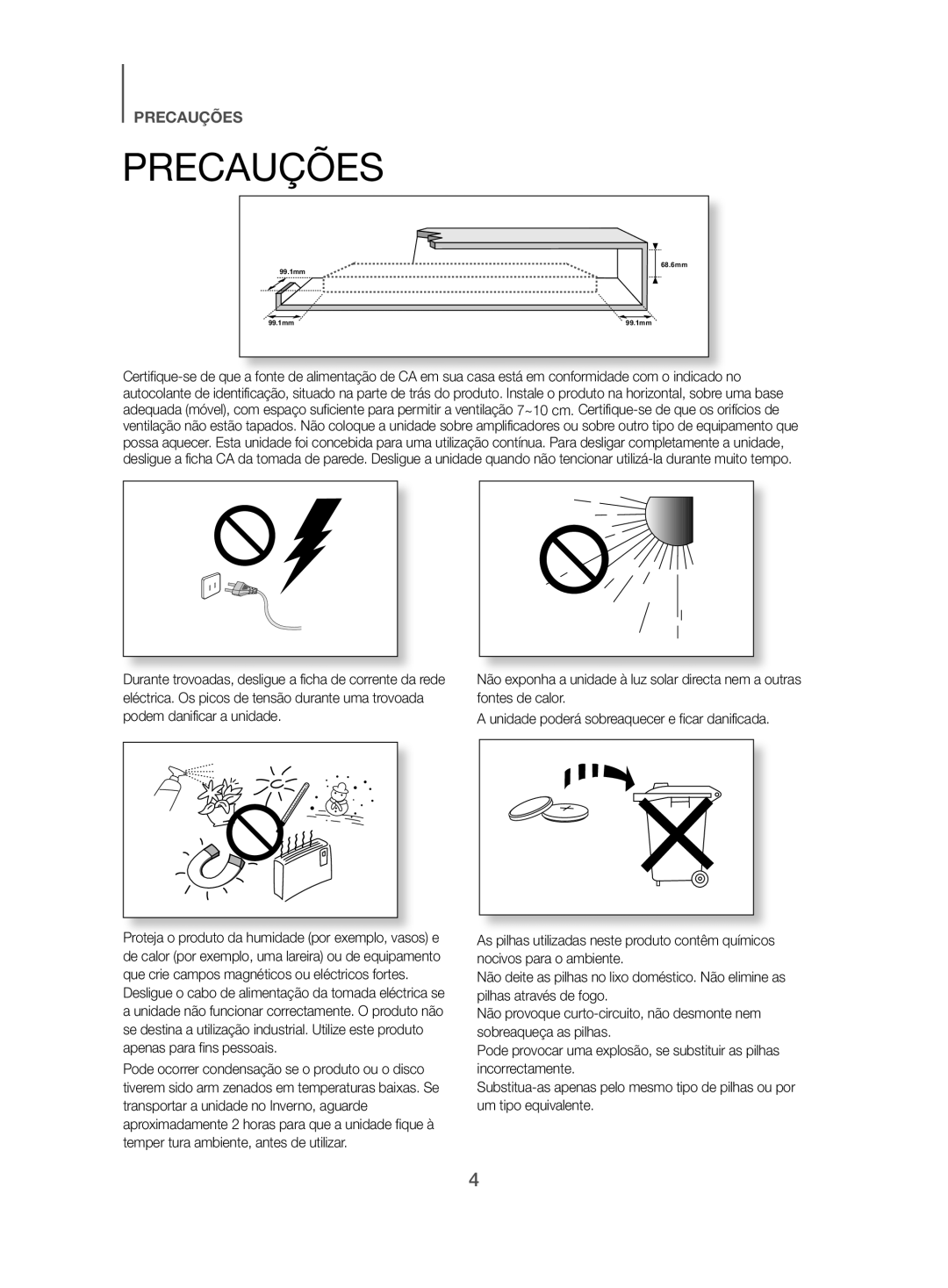 Samsung HW-H500/ZF manual Precauções 