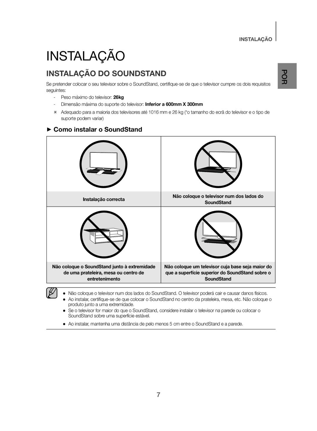 Samsung HW-H500/ZF manual Instalação do Soundstand, ++Como instalar o SoundStand 