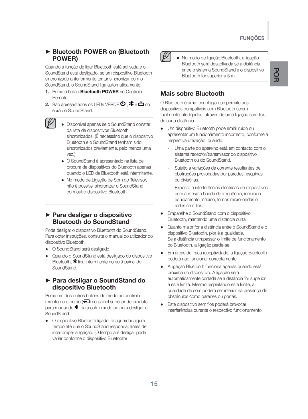 Samsung HW-H500/ZF manual ++Para desligar o dispositivo Bluetooth do SoundStand, Mais sobre Bluetooth 