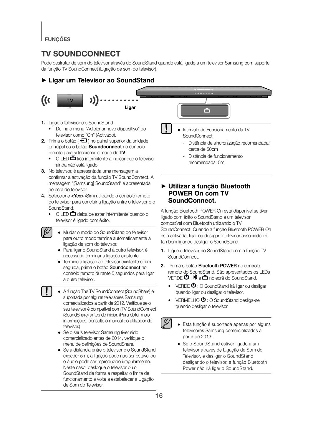 Samsung HW-H500/ZF manual ++Ligar um Televisor ao SoundStand, ++Utilizar a função Bluetooth Power On com TV SoundConnect 