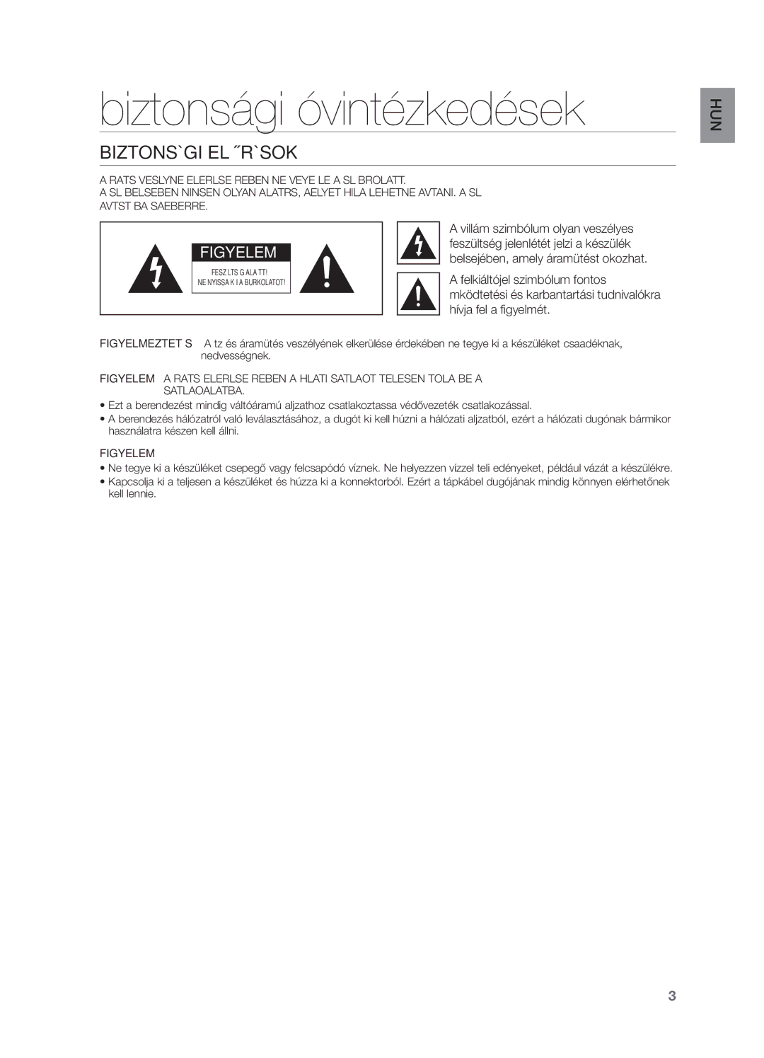 Samsung HW-H551/XN, HW-H550/EN, HW-H551/EN, HW-H550/XN manual Biztonsági óvintézkedések, Biztonsági Előírások 