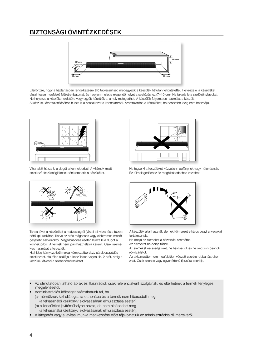 Samsung HW-H550/EN, HW-H551/EN, HW-H550/XN, HW-H551/XN manual Biztonsági Óvintézkedések 