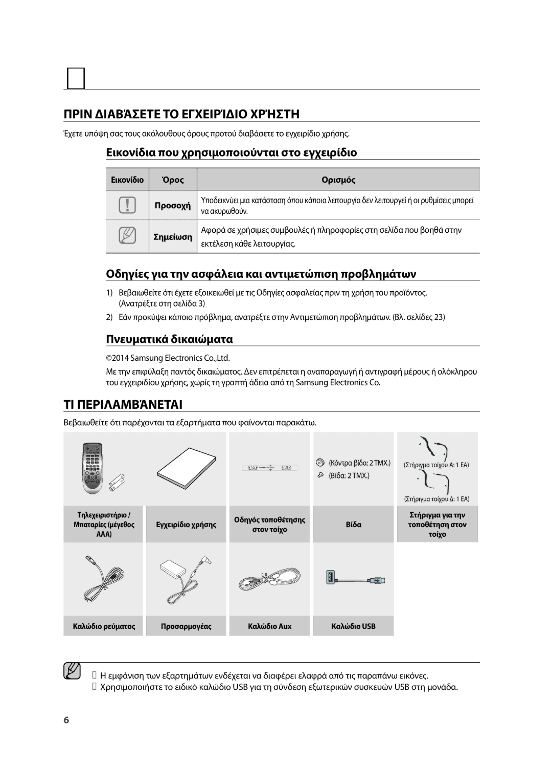 Samsung HW-H550/EN, HW-H551/EN manual Πριν τη χρήση, Πριν Διαβάσετε ΤΟ Εγχειρίδιο Χρήστη, ΤΙ Περιλαμβάνεται 