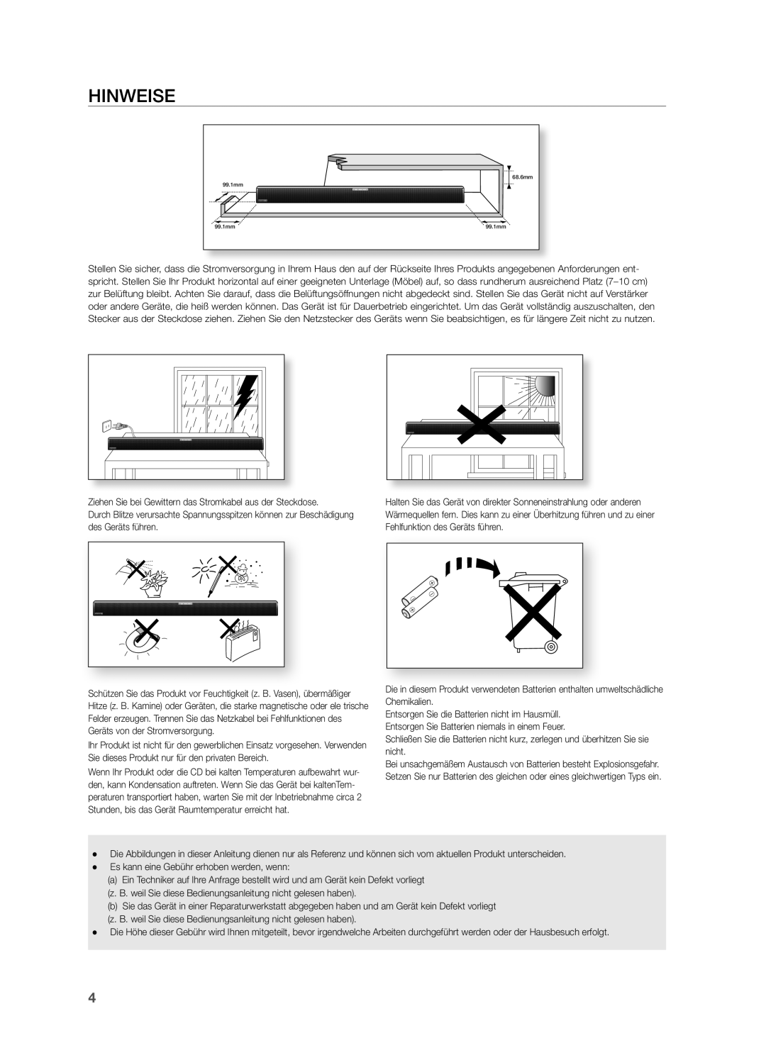 Samsung HW-H550/EN, HW-H551/TK, HW-H551/EN, HW-H551/ZF manual Hinweise 