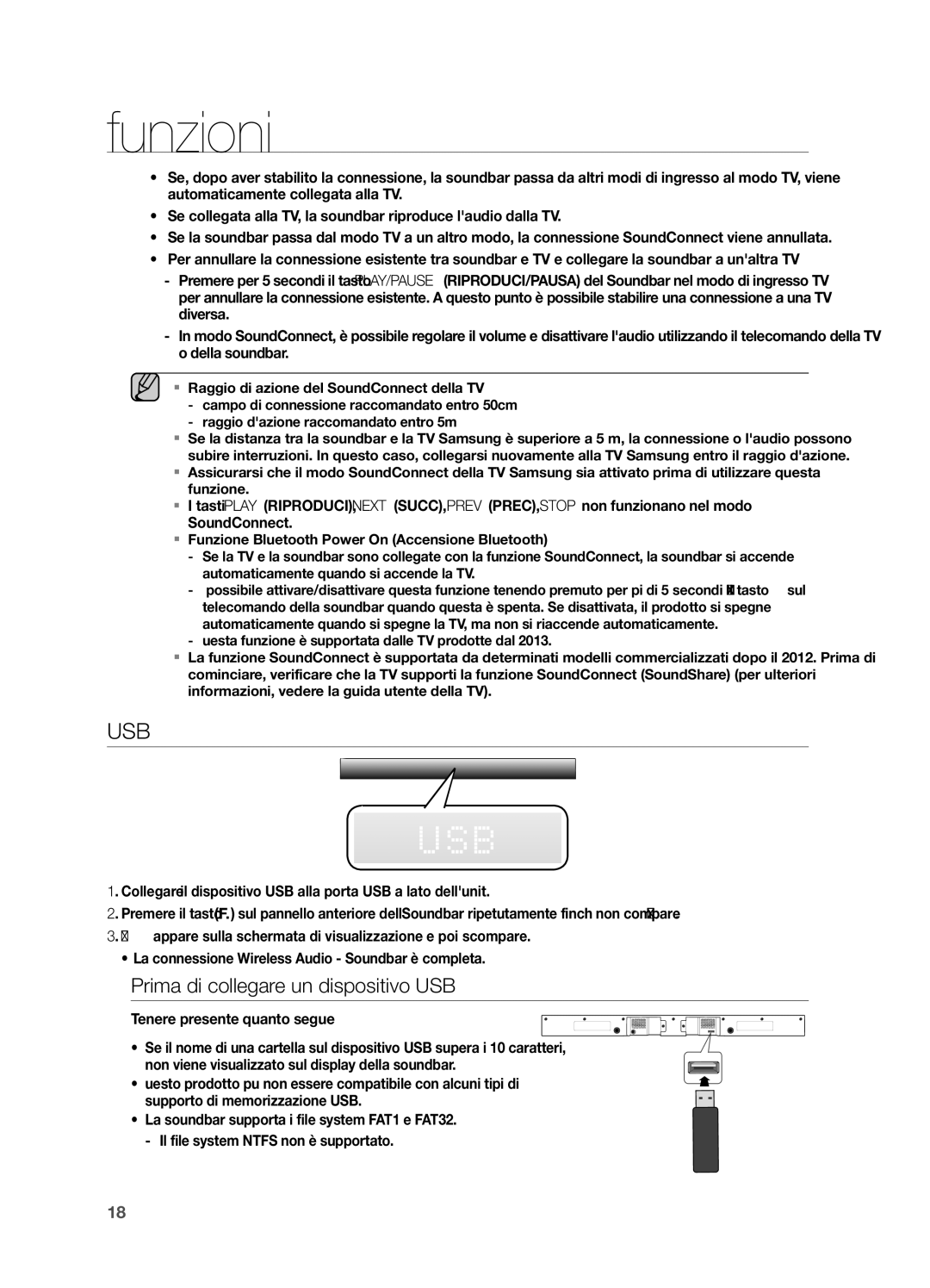 Samsung HW-H550/EN, HW-H551/ZF manual Prima di collegare un dispositivo USB, Tenere presente quanto segue 