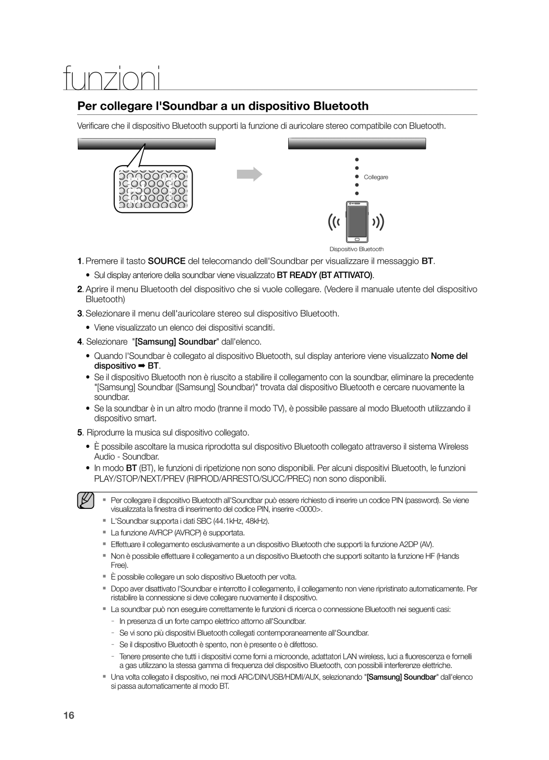 Samsung HW-H550/EN, HW-H551/ZF manual Per collegare lSoundbar a un dispositivo Bluetooth 