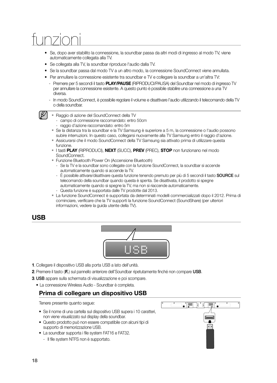 Samsung HW-H550/EN, HW-H551/ZF manual Prima di collegare un dispositivo USB, Tenere presente quanto segue 