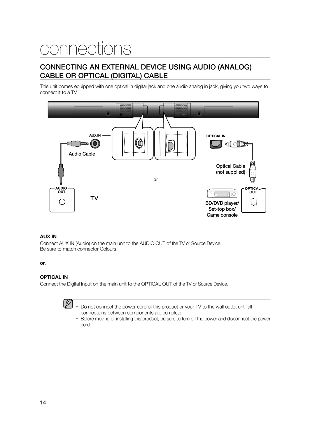 Samsung HW-H551/UM, HW-H550/UM, HW-H550/ZN, HW-H551/ZN, HW-H551/SJ manual Aux 