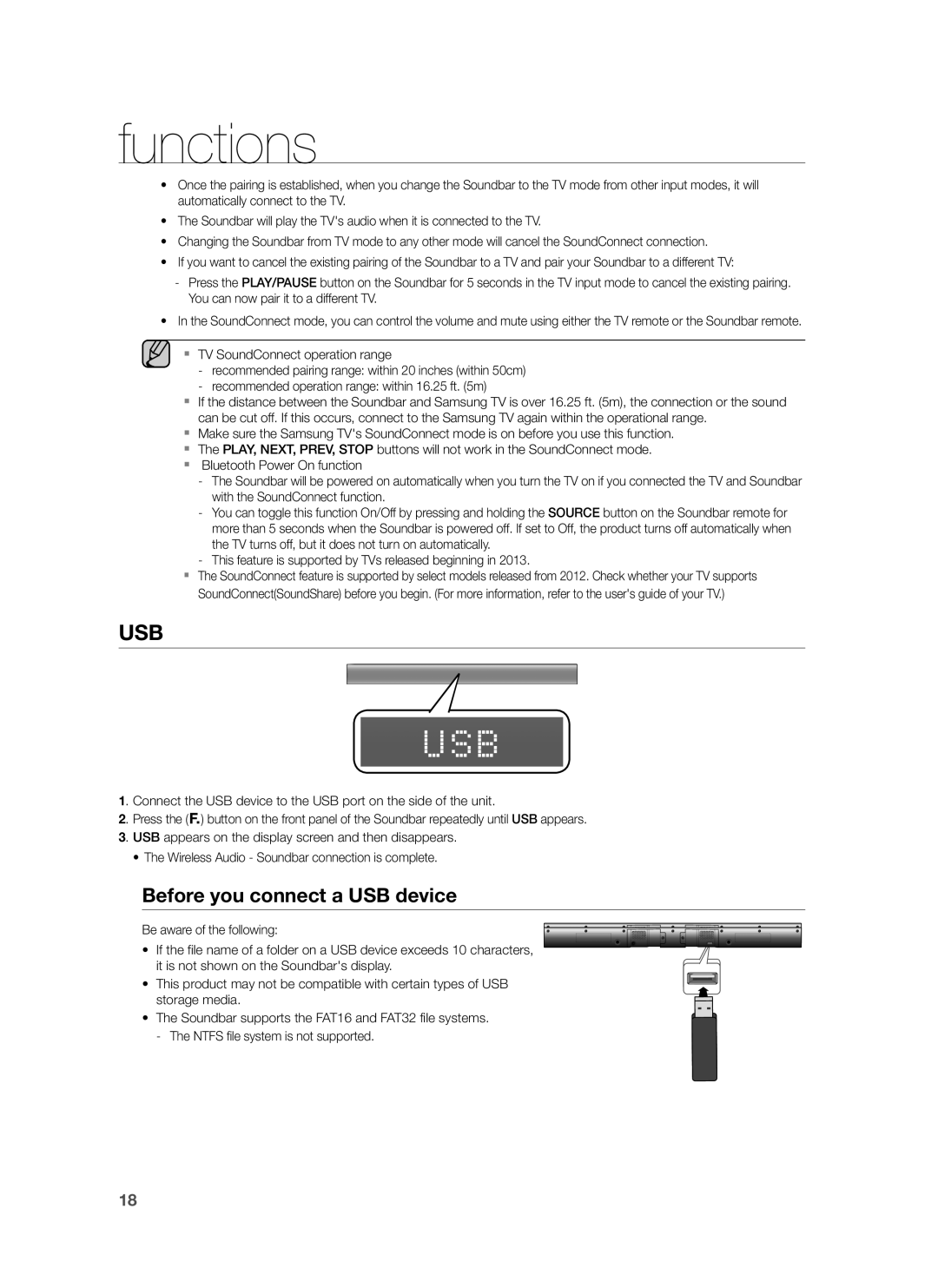 Samsung HW-H551/SJ, HW-H550/UM, HW-H550/ZN, HW-H551/ZN, HW-H551/UM manual Usb, Before you connect a USB device 