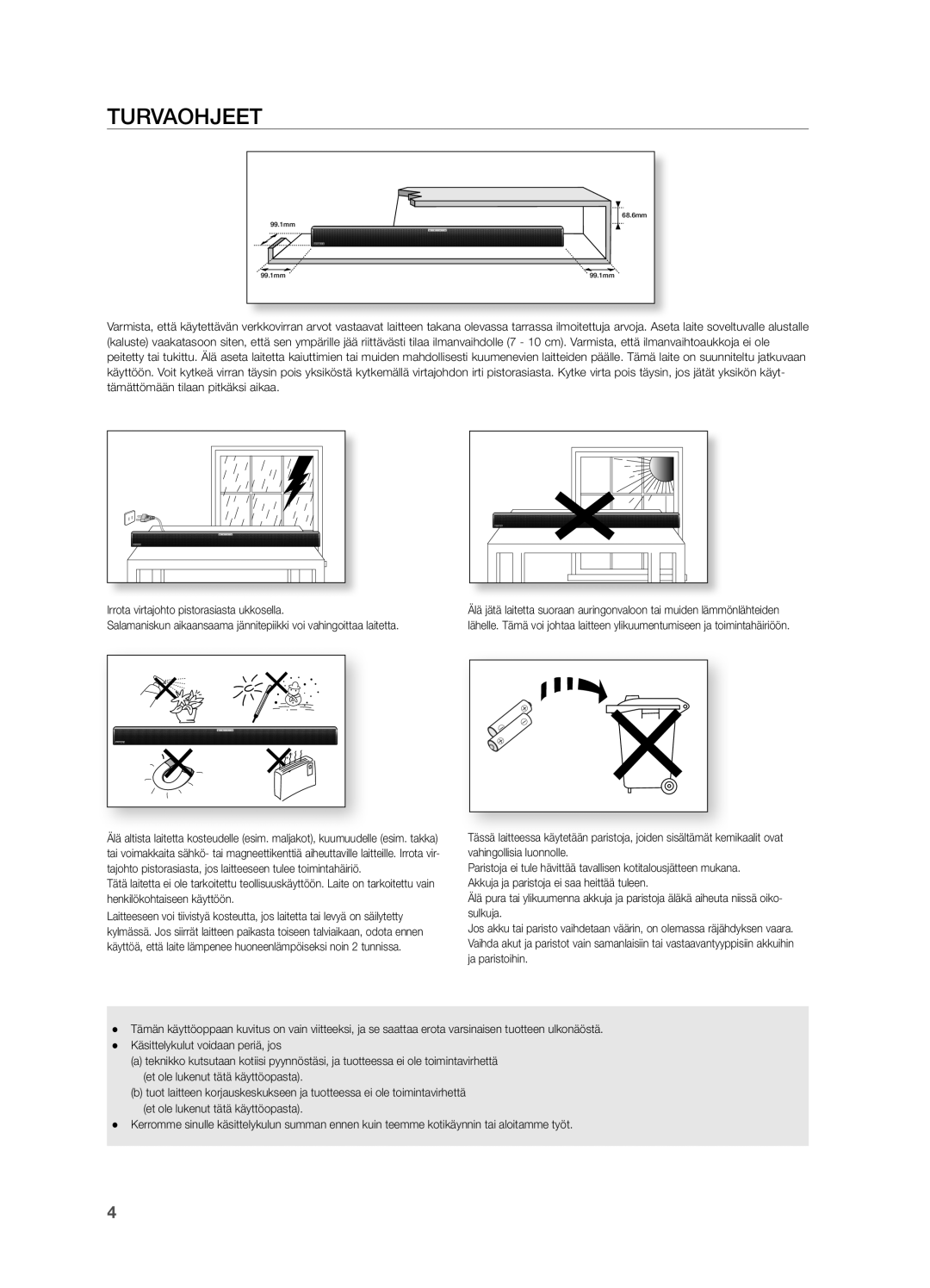 Samsung HW-H550/XE, HW-H551/XE manual Turvaohjeet 