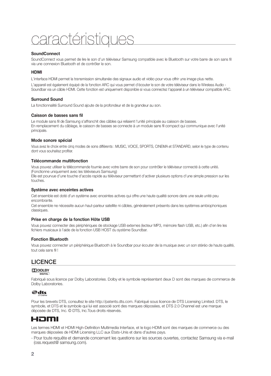 Samsung HW-H550/ZF, HW-H551/ZF manual Caractéristiques, SoundConnect 