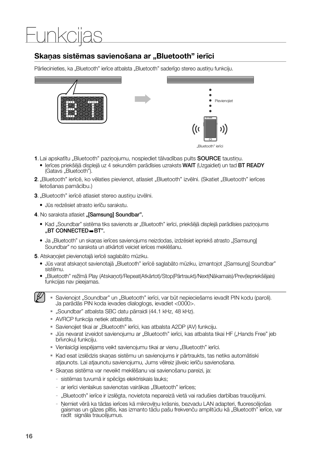 Samsung HW-H551/EN manual Skaņas sistēmas savienošana ar „Bluetooth ierīci 