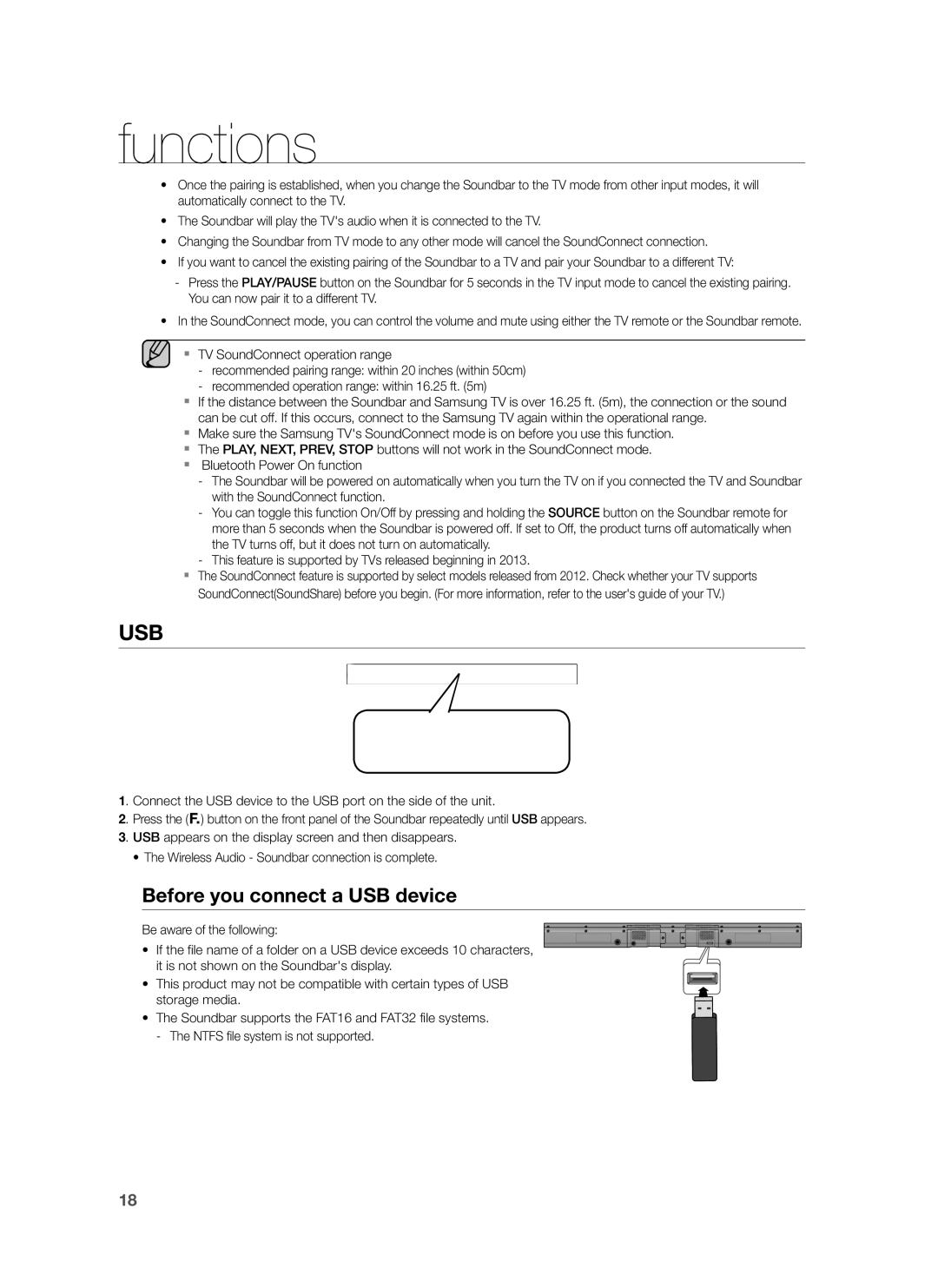 Samsung HW-H551/TK, HW-H551/EN, HW-H551/ZF manual Usb, Before you connect a USB device 