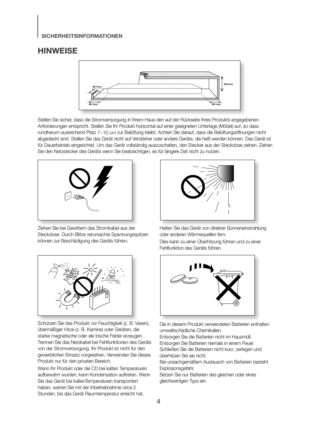 Samsung HW-H610/EN, HW-H600/EN, HW-H600/TK, HW-H610/ZF, HW-H600/ZF, HW-H600/XN, HW-H610/XE, HW-H600/XE manual Hinweise 