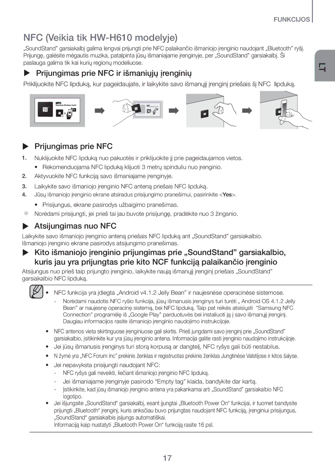 Samsung HW-H600/EN manual  Prijungimas prie NFC ir išmaniųjų įrenginių,  Atsijungimas nuo NFC 